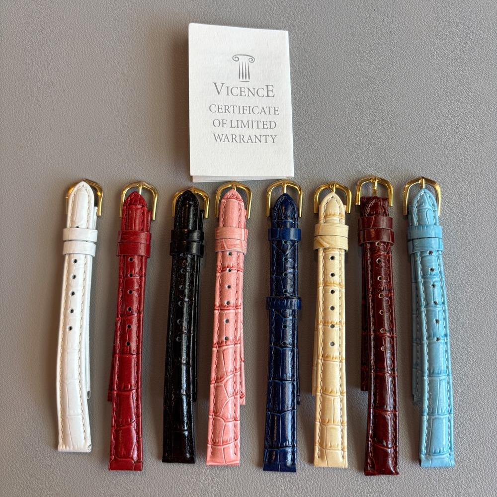Vicence Women's Leather Watch Bands Lot of 8 Made in Italy - 12mm